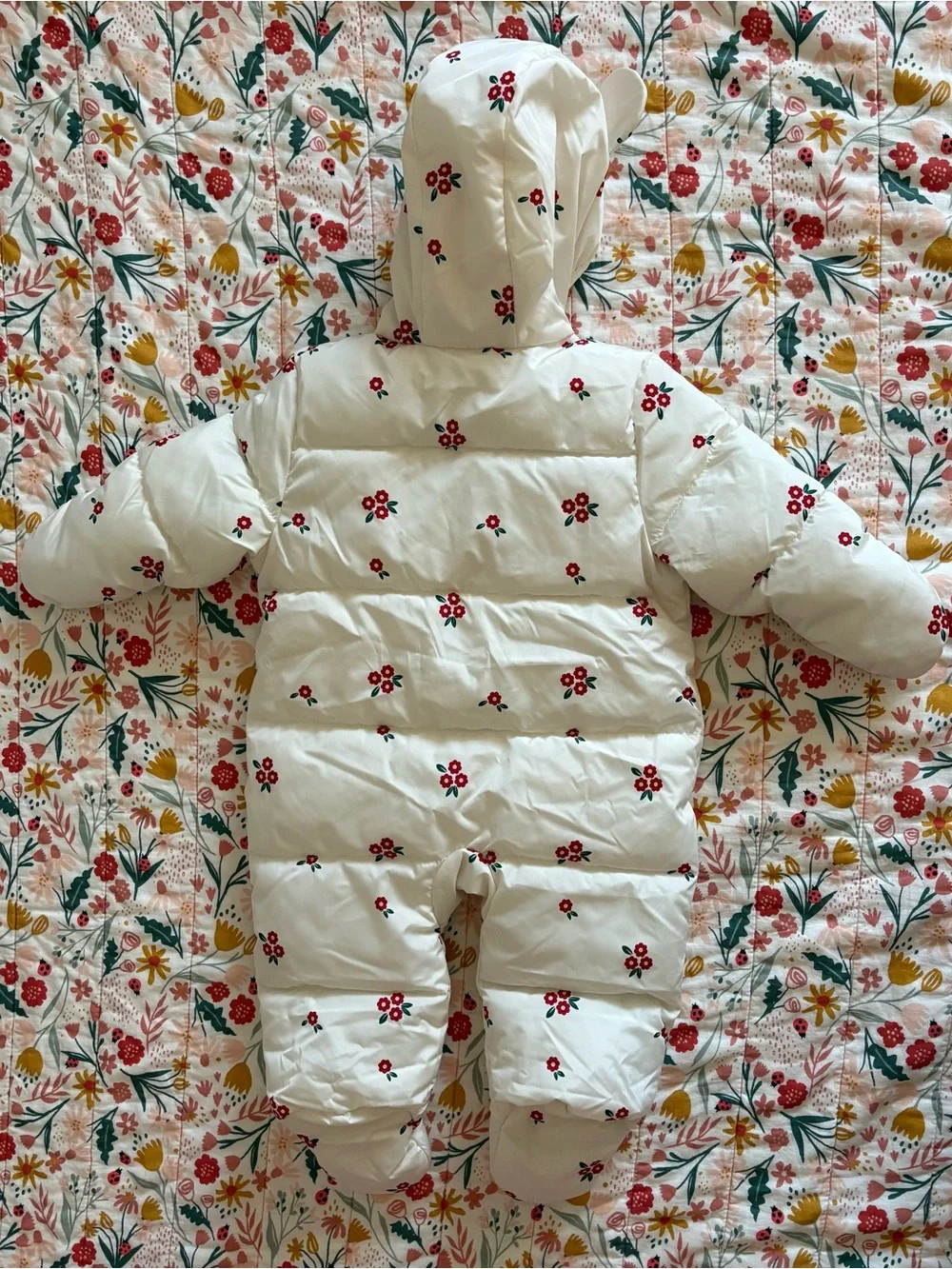 Old Navy Cream Floral Puffer One-Piece